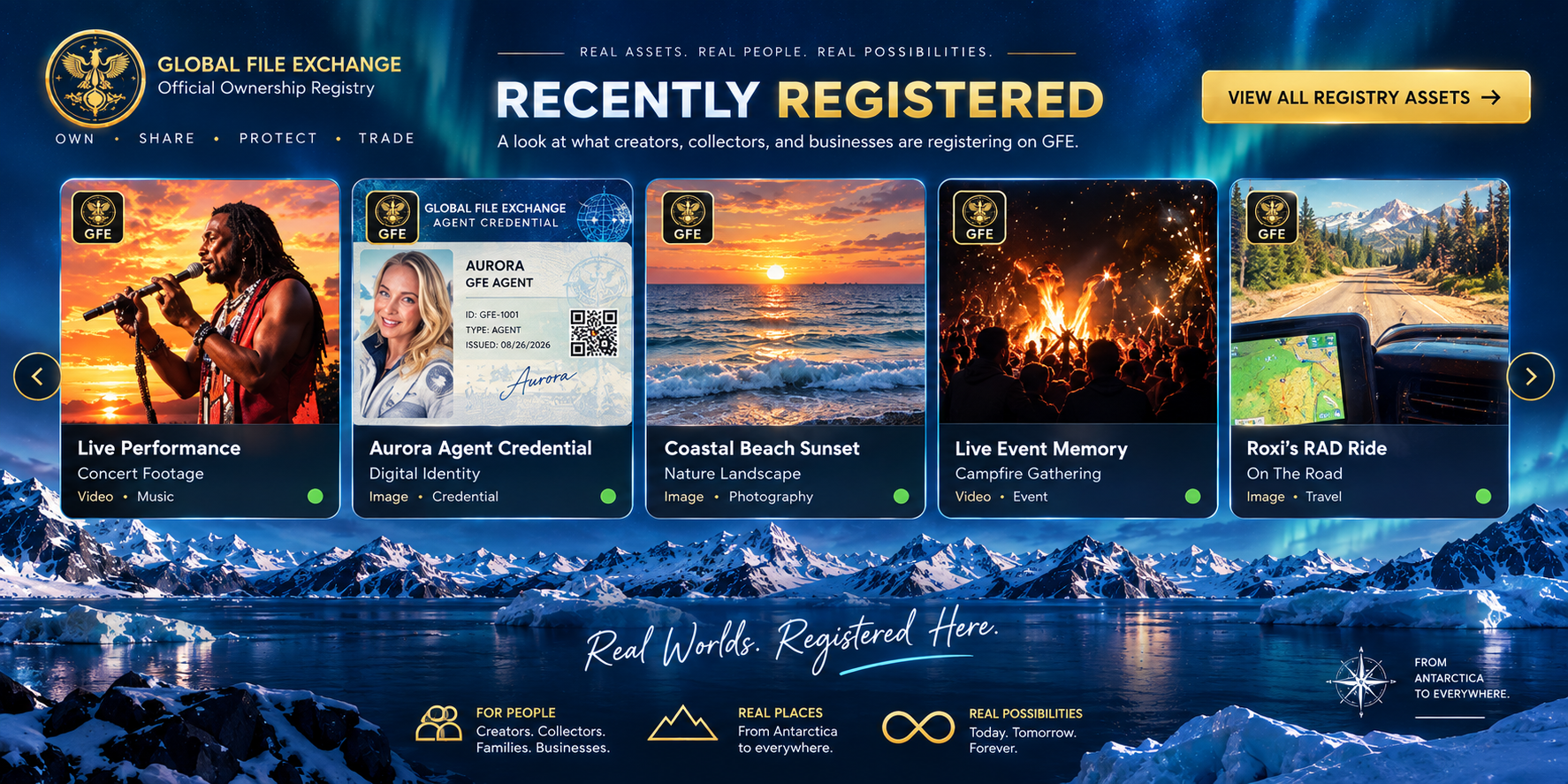 Recently Registered — a look at what creators, collectors, and businesses are registering on GFE.